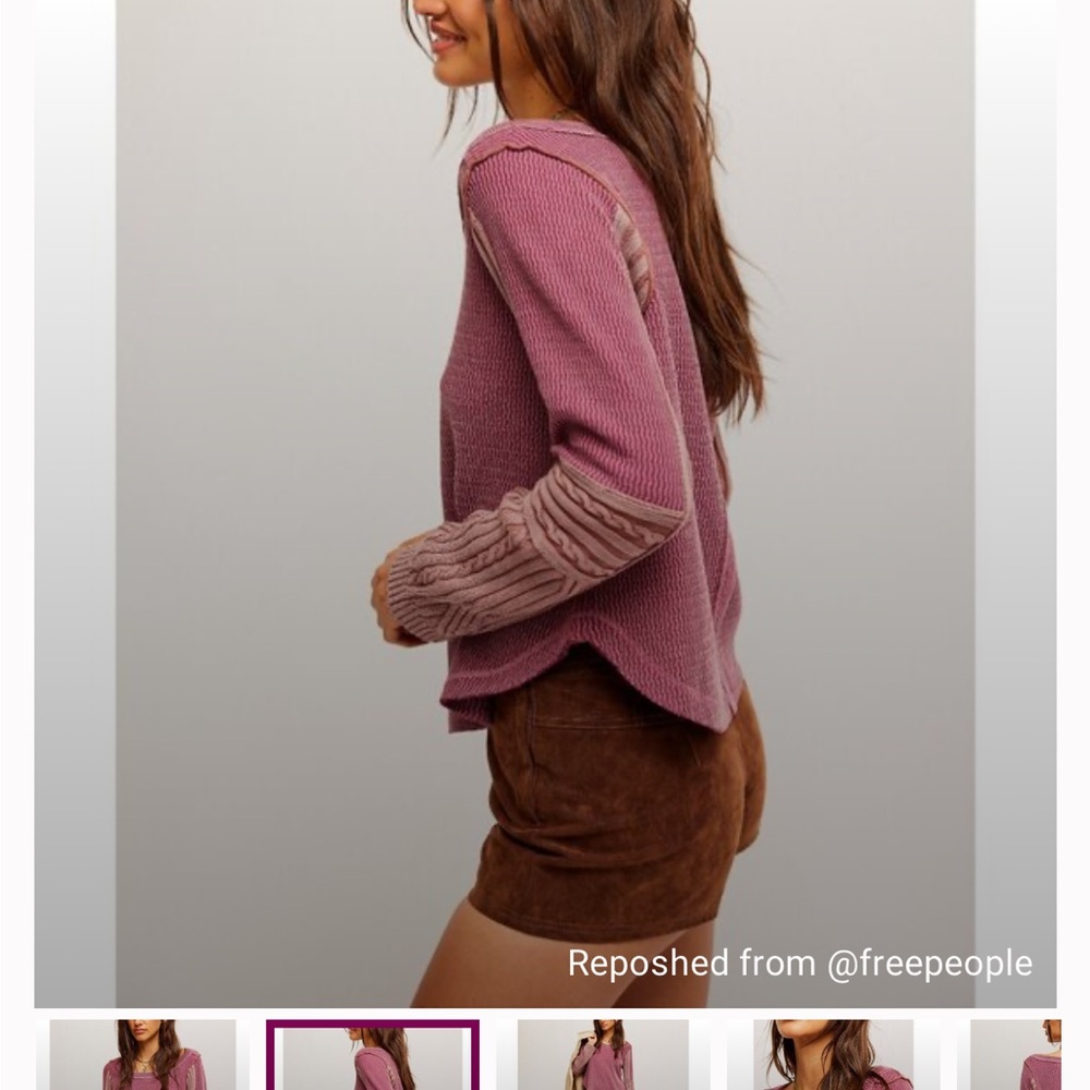 Free People We The Free Swinging Cable Cuff Vineyard Grape Combo Sweater NWT - Picture 5 of 13